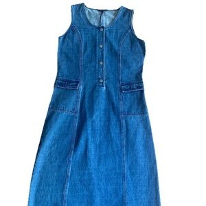 VINTAGE WOOLRICH Heavy Denim Button Down Long Dress Pockets INDIGO Size Medium